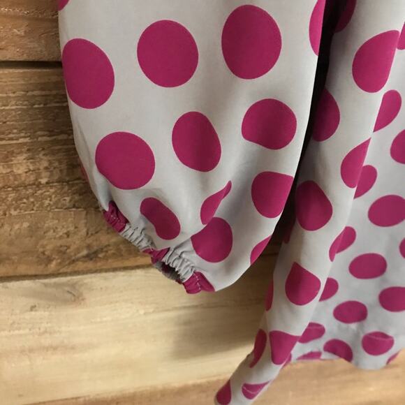 Old Navy Polka Dot 3/4 Sleeve Blouse XS Womens Tan Magenta - Picture 5 of 6